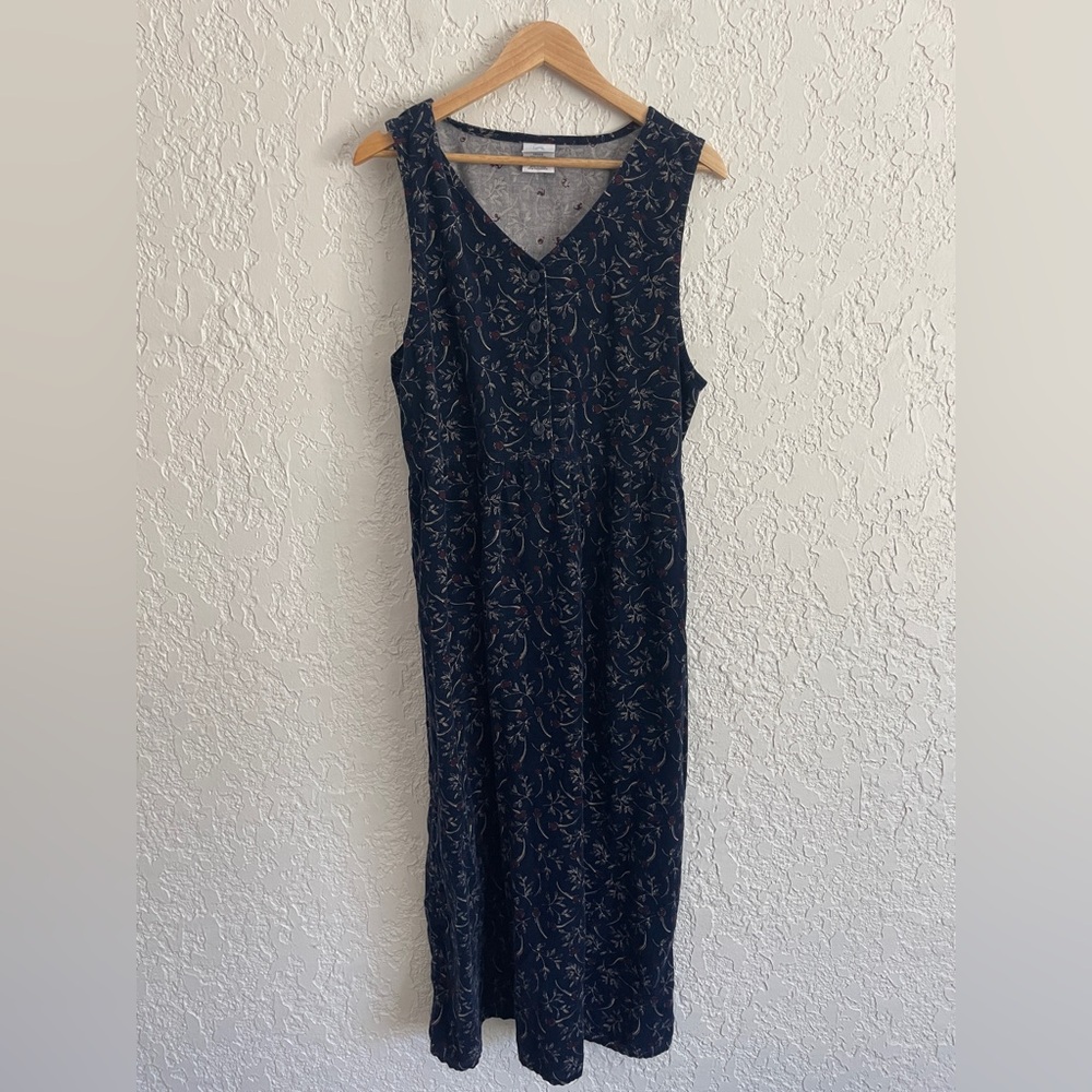 Bobbie Brooks RARE Vintage 90s Romantic Cotton Corduroy Floral Dress - XL